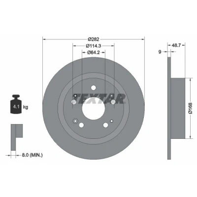 Bilde av TEXTAR 92204300 Bremseskiver 282 9 05/09 114,3 fullt ut uten hjulfestebolt, hjulnav HONDA: ACCORD 8 Kombi, 8, 7
