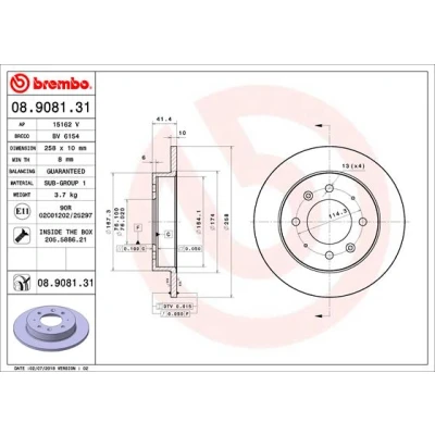 Bilde av BREMBO 08.9081.31 Bremseskiver 258 10 4 fullt ut belagt med skruer