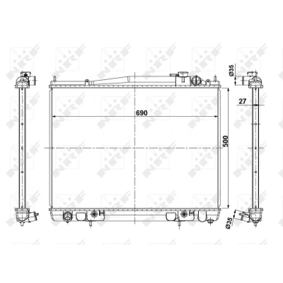 Bilde av NRF 56088 Radiator Aluminium 690 500 27 med påbyggingsdeler Kjøleribber loddet