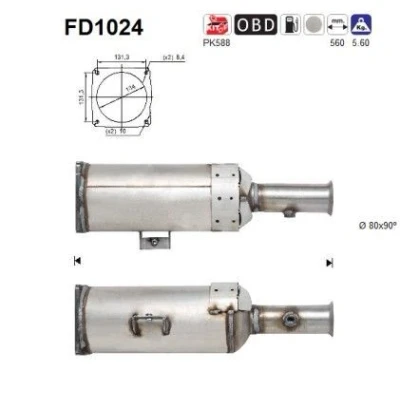 Bilde av AS FD1024 Partikkelfilter Cordierit PEUGEOT: Expert II Tepee