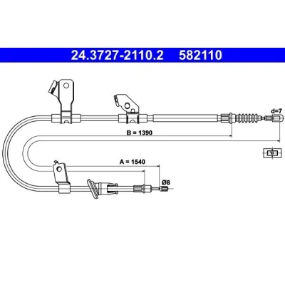 Bilde av ATE 24.3727 2110.2 Bremsekabel 1540 MITSUBISHI: COLT 6