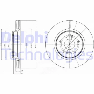 Bilde av DELPHI BG4250C Bremseskiver 293 28 5 ventilert belagt ubehandlet uten hjullager, ABS sensorring HONDA: CR V 3, 4