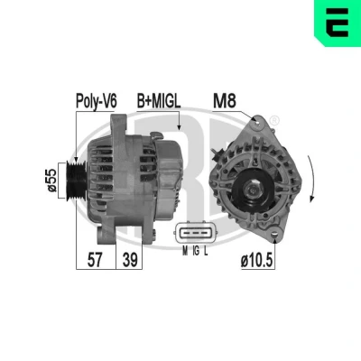 Bilde av ERA 209304A Dynamo 14V 90A TOYOTA: Yaris I Hatchback