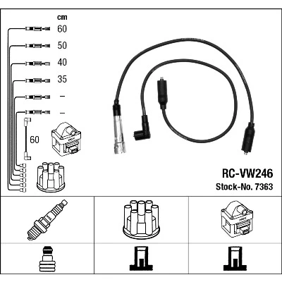 Bilde av NGK 7363 Pluggledninger 5 VOLKSWAGEN: Golf 3, 2, 3 Cabrio