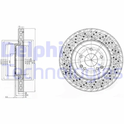 Bilde av DELPHI BG3985C Bremseskiver 330 28 5 ventilert, hullet belagt ubehandlet uten hjullager, ABS sensorring MERCEDES BENZ: C Klasse Sedan