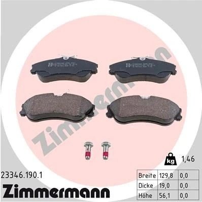 Bilde av ZIMMERMANN 23346.190.1 Bremseklosser med skruer Bildet viser leveranseinnholdet PEUGEOT: Partner I Combispace, Van, 306 Hatchback