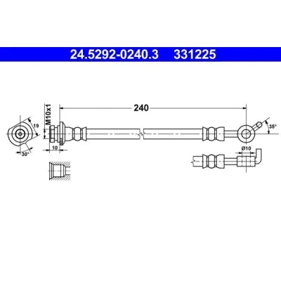 Bilde av ATE 24.5292 0240.3 Bremseslange 240 M10x1 NISSAN: Qashqai / Qashqai+2 I, 2