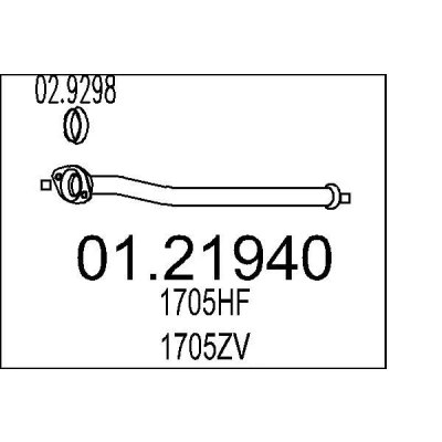 Bilde av MTS 01.21940 Eksosrør 560 foran for midtre eksospotte PEUGEOT: 206 Hatchback