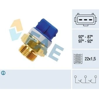 Bilde av Temperaturbryter, radiator ventilator, citroën,fiat,lancia,peugeot, 1264.24, 1264.36, 1264.44, 95.638.684, 9563868480, 9629976880