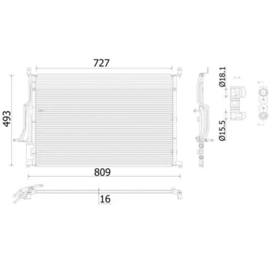 Bilde av MAHLE ORIGINAL AC 908 000S Kondensator uten tørker 727 AUDI: A8 D3