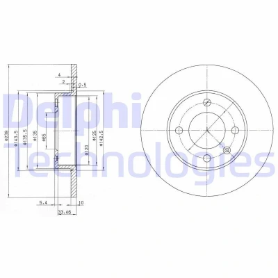 Bilde av DELPHI BG2117 Bremseskiver 239 10 4 fullt ut oljet ubehandlet uten hjullager, ABS sensorring VOLKSWAGEN: GOLF 2, 1