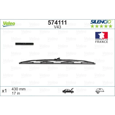 Bilde av Vindusvisker Valeo Silencio Standard, Conventional Single 574111 430mm foran Standard feste m/haker TOYOTA: Land Cruiser Prado 70 SUV