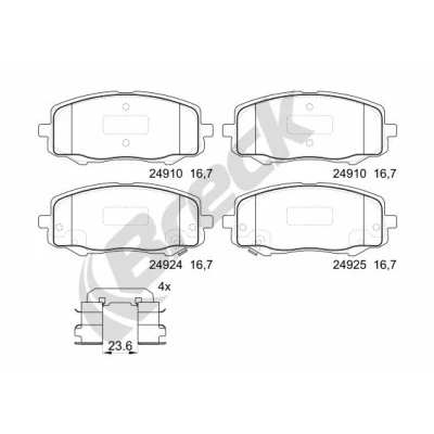 Bilde av BRECK 24910 00 702 Bremseklosser med akustisk slitasjevarsel tilbehør HYUNDAI: i20 I Hatchback