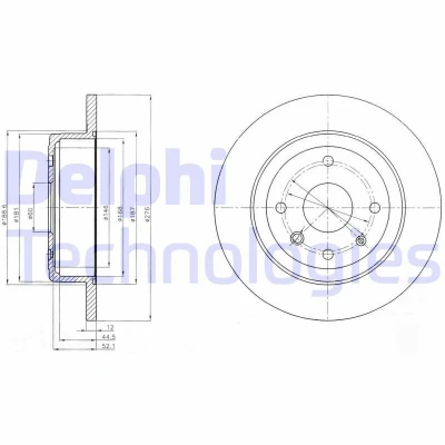 Bilde av DELPHI BG4244 Bremseskiver 276 12 4 fullt ut oljet ubehandlet uten hjullager, ABS sensorring CHEVROLET: Epica Sedan