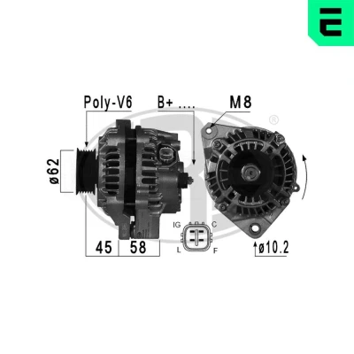 Bilde av ERA 209008A Dynamo 14V 70A HONDA: CIVIC 7 Hatchback
