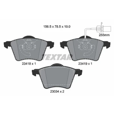 Bilde av TEXTAR 2341801 Bremseklosser med integrert slitasjevarselkontakt VOLKSWAGEN: Sharan I, SEAT: Alhambra FORD: Galaxy Mk1 MPV