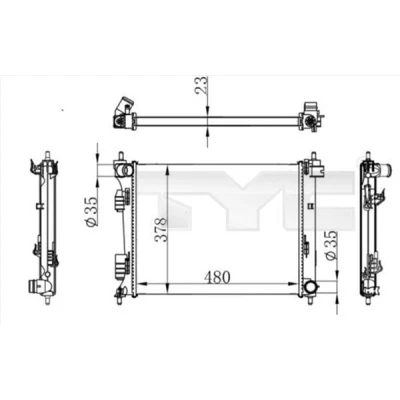 Bilde av TYC 717 0001 Radiator 480 378 23 Kjøleribber satt sammen mekanisk KIA: RIO 3
