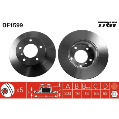Bilde av TRW DF1599 Bremseskiver 303 16 5 130 fullt ut spraylakkert MERCEDES BENZ: G Klasse SUV