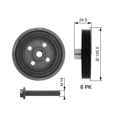 Bilde av GATES TVD1057A Remskive Veivaksel 145,5 med tilbehør FleetRunner Micro V Stretch Fit FORD: Focus 2 Kombi