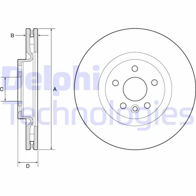 Bilde av DELPHI BG9183C Bremseskiver 325 30 5 ventilert belagt høy karbon uten hjullager, ABS sensorring LAND ROVER: Range Rover Evoque