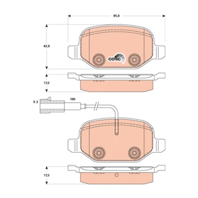 Bilde av TRW COTEC GDB1881 Bremseklosser inkl. slitasjevarselkontakt med bremsecaliperskruer tilbehør ALFA ROMEO: MiTo