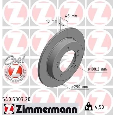 Bilde av ZIMMERMANN COAT Z 540.5307.20 Bremseskiver 290 10 7/5 5 140 fullt ut belagt SUZUKI: Jimny SUV