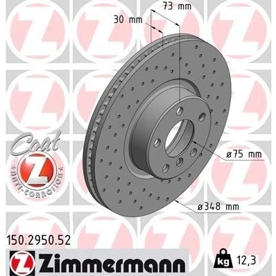 Bilde av ZIMMERMANN SPORT COAT Z 150.2950.52 Bremseskiver 348 30 6/5 5 120 innvendig ventilert, hullet belagt høy karbon BMW: X4