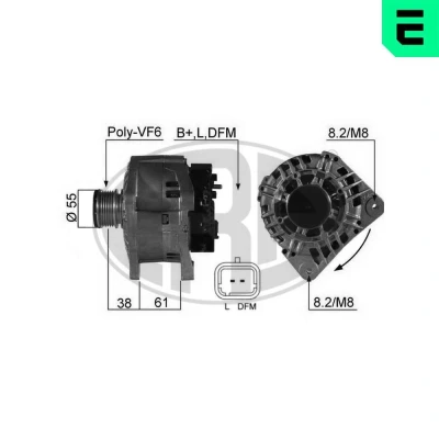 Bilde av ERA 210503A Dynamo 14V 125A RENAULT: MEGANE 3 Grandtour, Kangoo I Express, CLIO 2