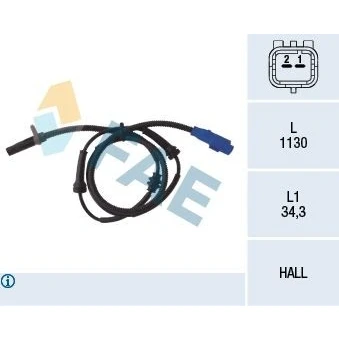Bilde av Sensor, hjulturtall, Framaksel, citroën c2, c3 i, pluriel, peugeot 1007, 4545 97, 4545.97, 96 387 201 80, 96.387.201.80