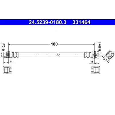 Bilde av ATE 24.5239 0180.3 Bremseslange 180 RENAULT: Kangoo II Express