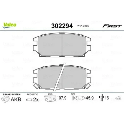 Bilde av VALEO 302294 Bremseklosser bakaksel inkl. slitasjevarselkontakt med antihyle blikk MITSUBISHI: Lancer 7 Limousine, Space Wagon III, 6 Limousine
