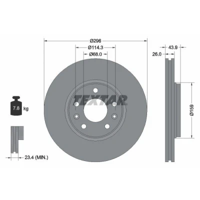 Bilde av TEXTAR PRO 92195603 Bremseskiver 296 26 05/07 114,3 utvendig ventilert belagt uten hjulfestebolt, hjulnav RENAULT: MEGANE 3 Grandtour, SCENIC