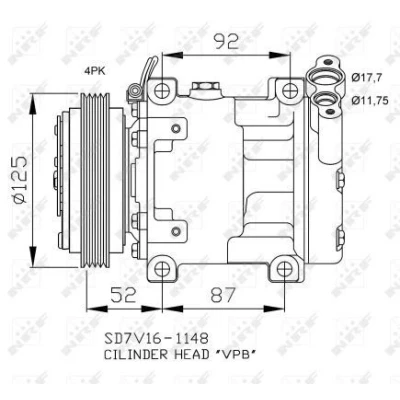 Bilde av NRF 32743 Kompressor SD7V16 12 PAG 46 med kompressorlje, tetningsring RENAULT: Kangoo I