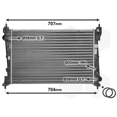 Bilde av VAN WEZEL *** IR PLUS 17002312 Radiator Aluminium 620 415 32 med tilbehør Kjøleribber satt sammen mekanisk