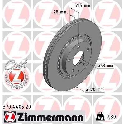 Bilde av ZIMMERMANN 370.4405.20 Bremseskiver 320 28 6/5 5 114 utvendig ventilert belagt høy karbon MAZDA: 6 Stasjonsvogn, Sedan, CX II