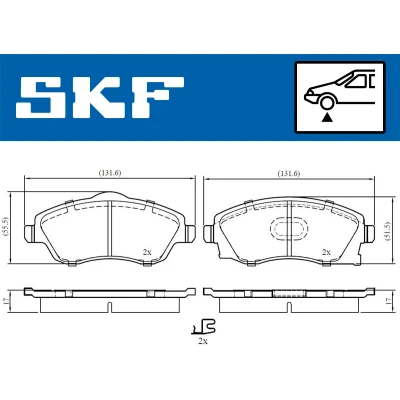 Bilde av SKF VKBP 80062 A Bremseklosser med akustisk slitasjevarsel tilbehør OPEL: Meriva