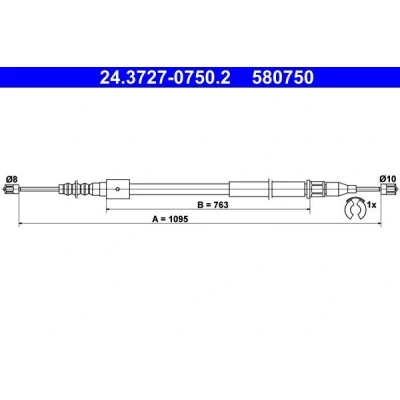 Bilde av ATE 24.3727 0750.2 Bremsekabel 1095 med tilbehør OPEL: Corsa C Hatchback