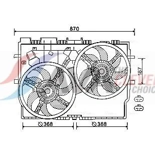 Bilde av AVA COOLING SYSTEMS FT7583 Kjølevifte 385mm 12V med kjølerøufteramme (kant), uten motstand styring