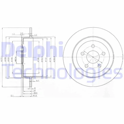 Bilde av DELPHI BG3593 Bremseskiver 270 9 5 fullt ut oljet ubehandlet uten hjullager, ABS sensorring CHRYSLER: PT Cruiser Stasjonsvogn, Stratus Cabrio