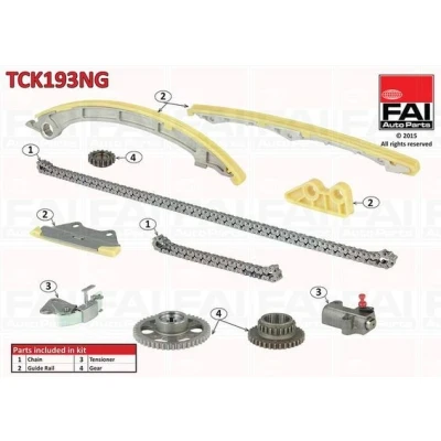 Bilde av FAI AutoParts TCK193NG Registerkjedesett uten tetning, med tannhjul simplex, Kjede m/lite støy