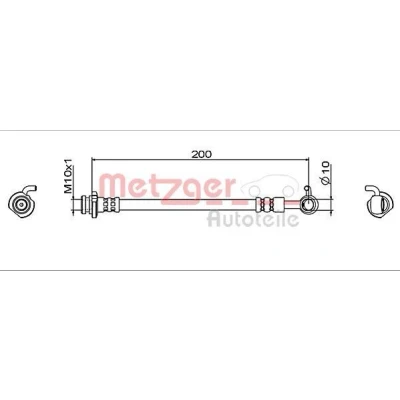Bilde av METZGER 4112006 Bremseslange venstre bakaksel, ved bremsekaliper 200 NISSAN: Qashqai 2
