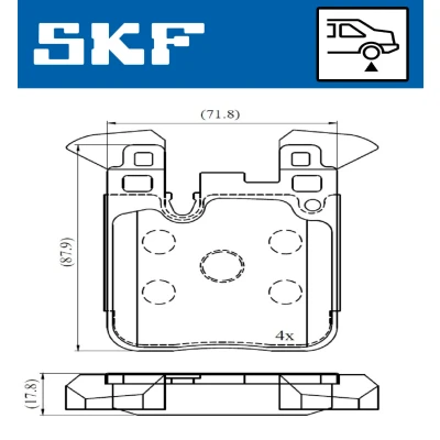Bilde av SKF VKBP 90554 Bremseklosser klargjort for slitasjeindikator BMW: 1 Hatchback
