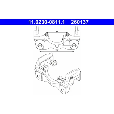Bilde av ATE 11.0230 0811.1 Bremsecaliper Feste Holder VOLKSWAGEN: Multivan 5 (7HM, Transporter 5, Bus