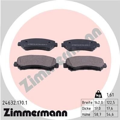 Bilde av ZIMMERMANN 24632.170.1 Bremseklosser Bildet viser leveranseinnholdet NISSAN: Qashqai / Qashqai+2 I, X Trail, SUZUKI: Kizashi