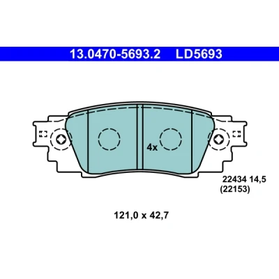 Bilde av ATE 13.0470 5693.2 Bremseklosser ikke klargjort for slitasjeindikator, uten integrert slitasjevarselkontakt TOYOTA: C HR, RAV4 V, Camry VIII Sedan