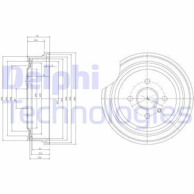 Bilde av DELPHI BF367 Bremsetrommel uten ABS sensorring, hjullager 250