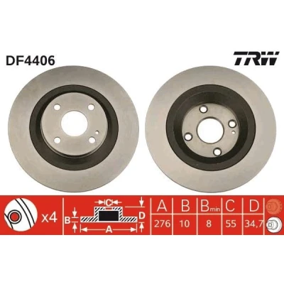 Bilde av TRW DF4406 Bremseskiver 276 10 4 100 fullt ut spraylakkert MAZDA: MX 5 2