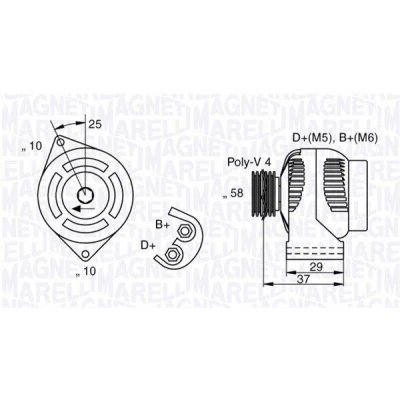 Bilde av MAGNETI MARELLI 063341658010 Dynamo 12V 75A SMART: Roadster Cabrio, Coupé, City Coupe