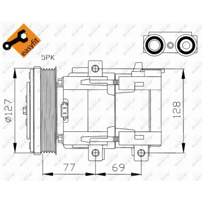 Bilde av NRF 32061 Kompressor FS10 170 12 PAG 46 med kompressorlje, tetningsring EASY FIT