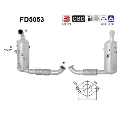 Bilde av AS FD5053 Partikkelfilter Euro 5 Cordierit VOLVO: V70 3, V50, S40 II, FORD: MONDEO 4 Turnier, S Max Mk1, Galaxy Mk2 MPV, MAZDA: 3 Hatchback